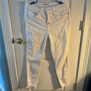 Madewell button fly skinny white jeans